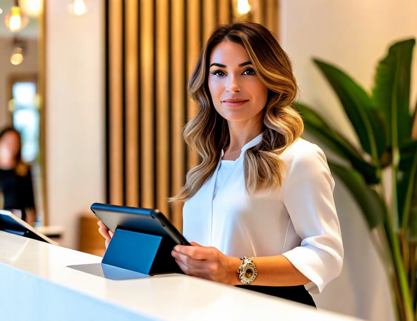 Salon owner managing bookings through sheerME